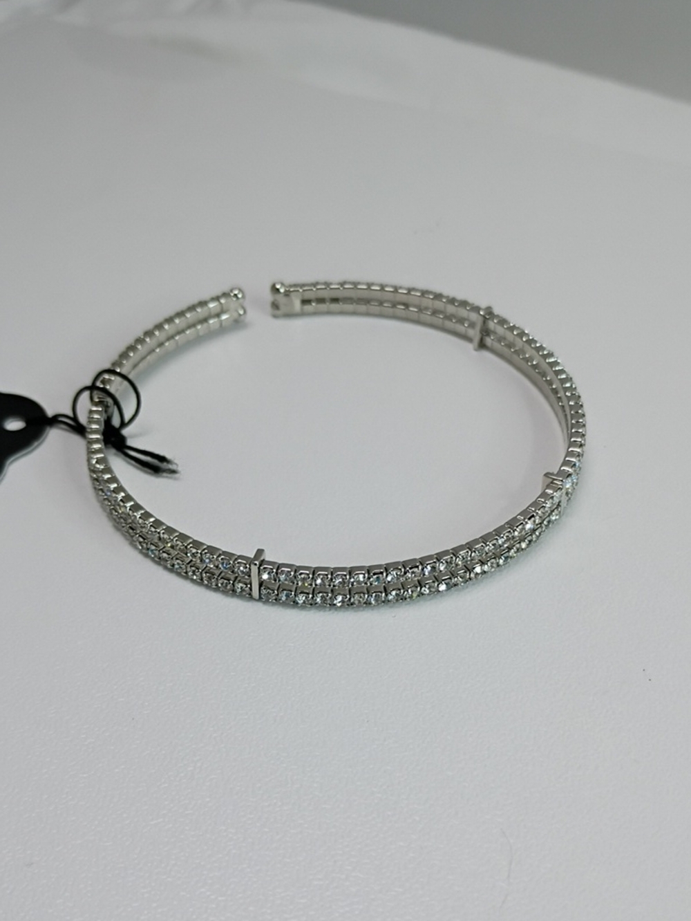 Silver Crystal Tennis Cuff Bracelet - Women Jewelry